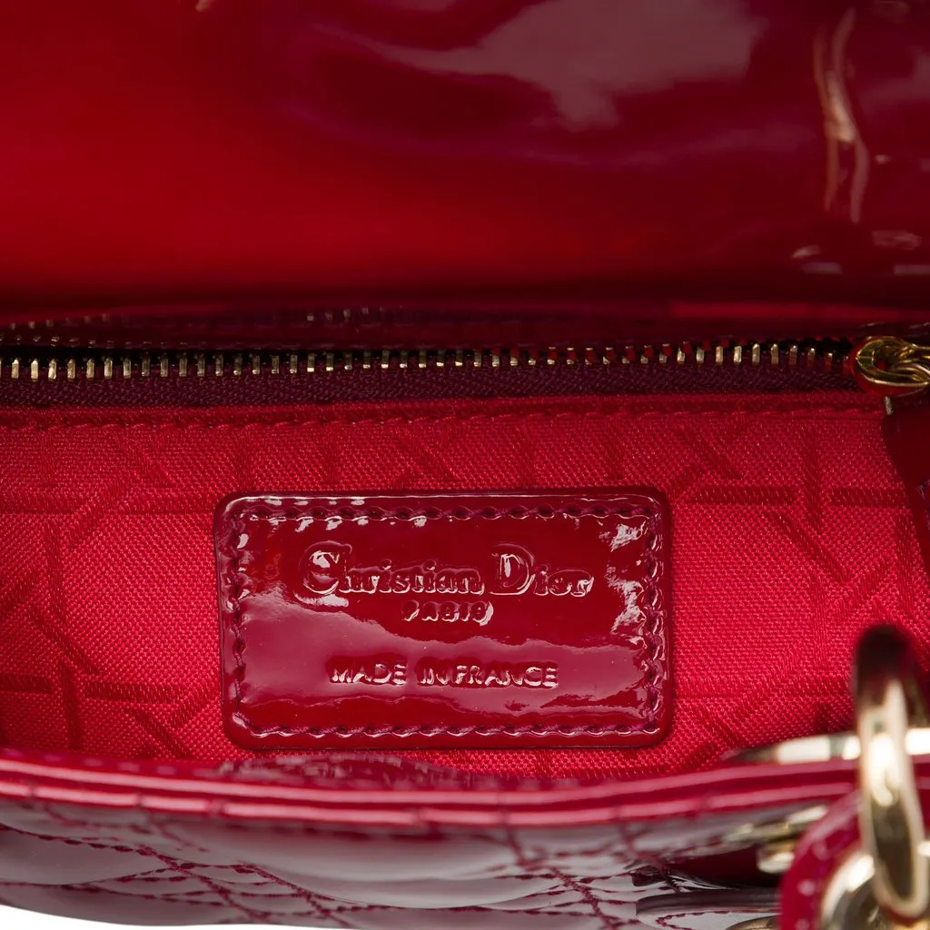 Dior Mini Patent Cannage Lady Dior Red Leather Very good - Box View