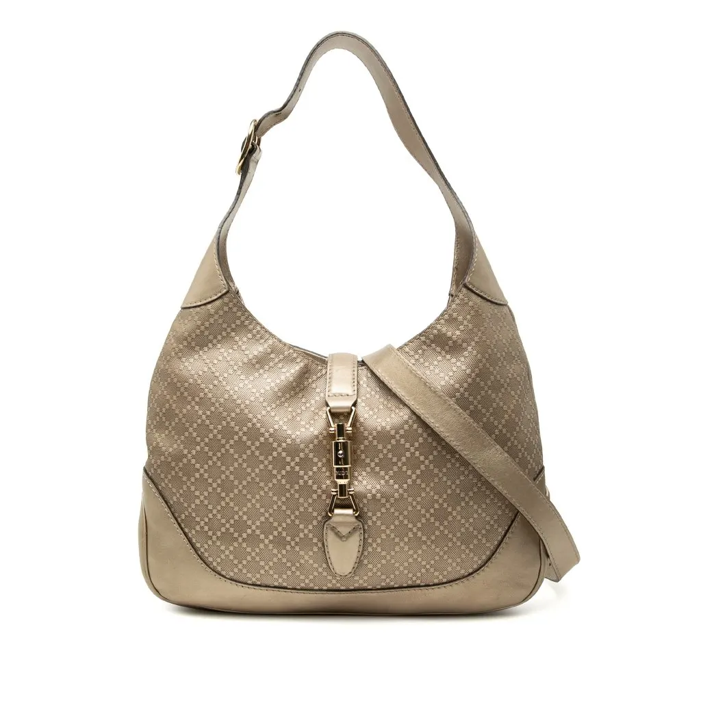 Gucci Diamante Calfskin Jackie O Bouvier Crossbody Gold Leather Very good - Front View