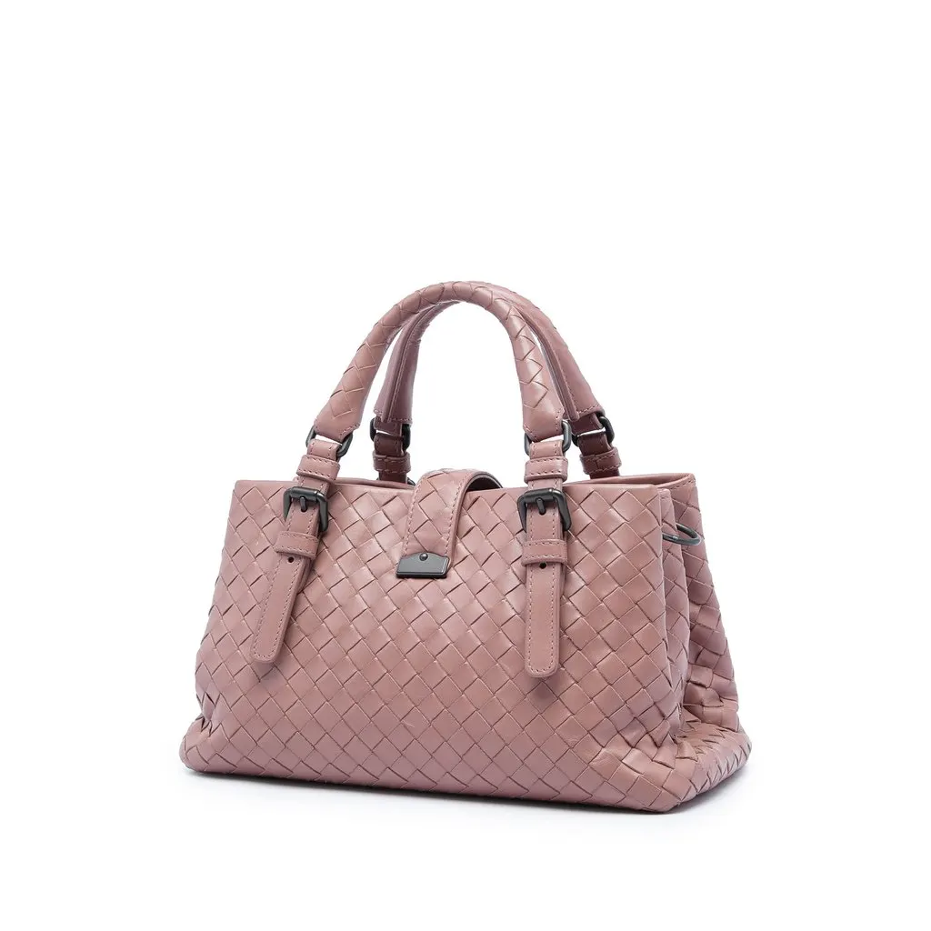 Bottega Veneta Mini Nappa Intrecciato Roma Satchel Pink Leather Very good - Back View