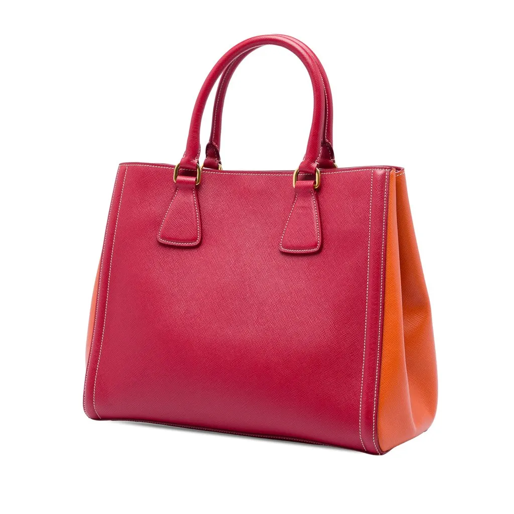 Prada Bicolor Saffiano Lux Satchel Red Leather Very good - Back View