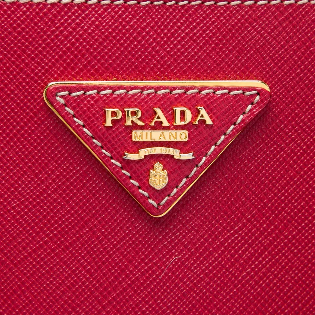 Prada Bicolor Saffiano Lux Satchel Red Leather Very good - Box View
