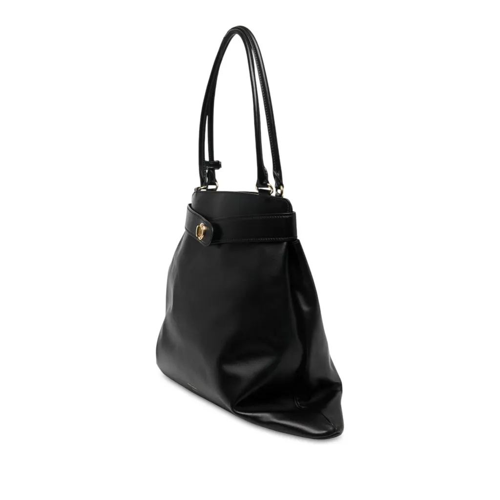 Prada Calfskin Etude Softy Shoulder Bag Black Leather Very good - Back View
