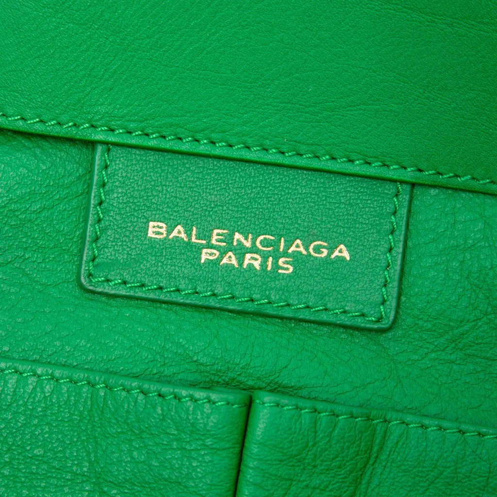 Balenciaga Leather Papier A4 Tote Green Leather Very good - Box View