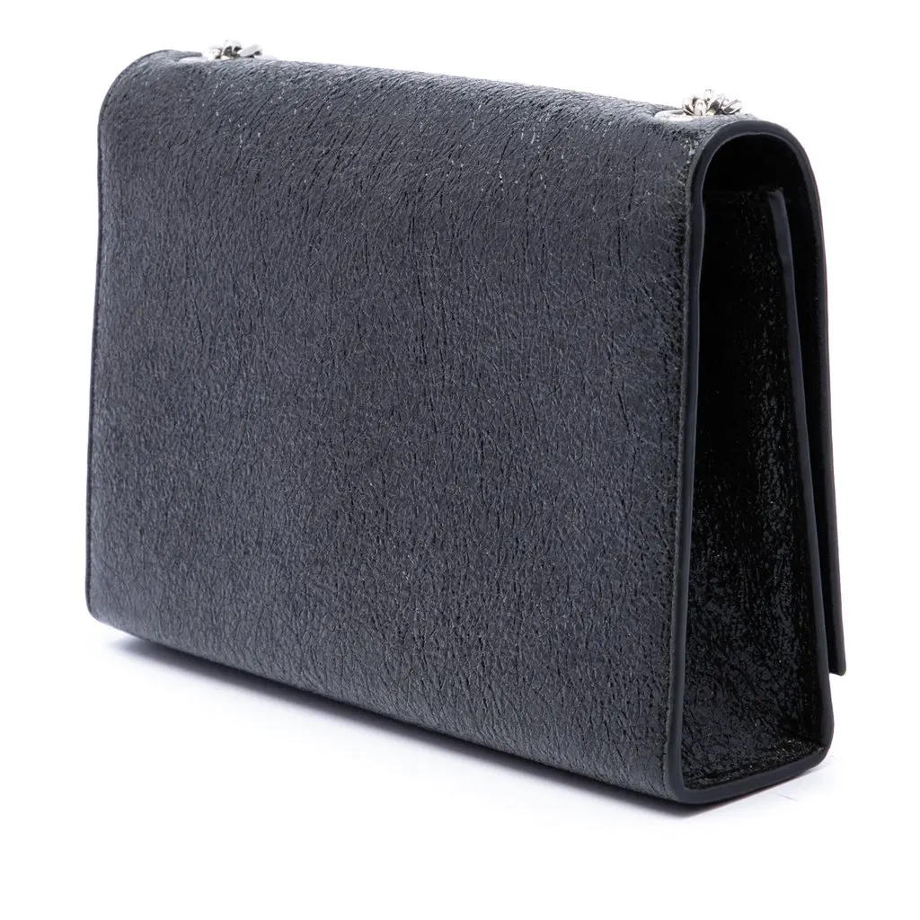 Saint Laurent Medium Crackled Patent Monogram Kate Crossbody Black Leather Very good - Back View