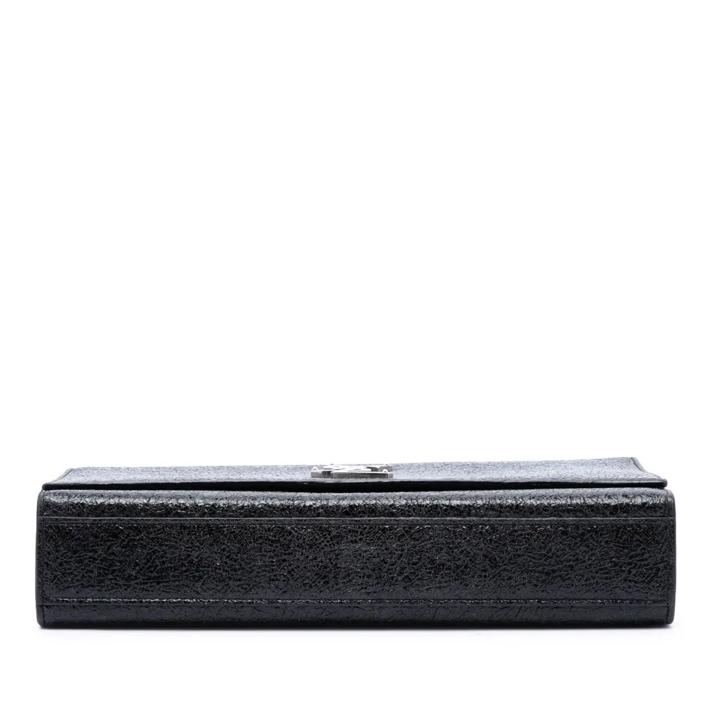 Saint Laurent Medium Crackled Patent Monogram Kate Crossbody Black Leather Very good - Inside View