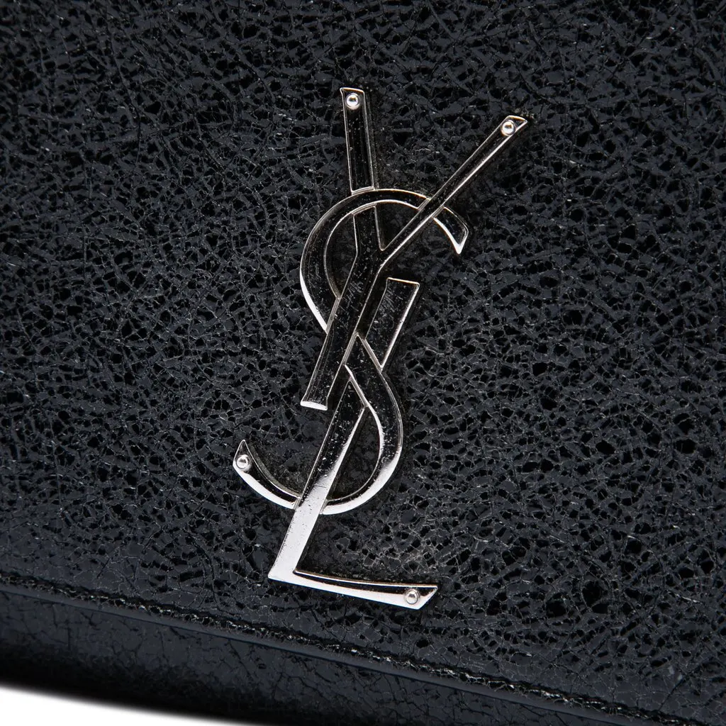 Saint Laurent Medium Crackled Patent Monogram Kate Crossbody Black Leather Very good - Box View