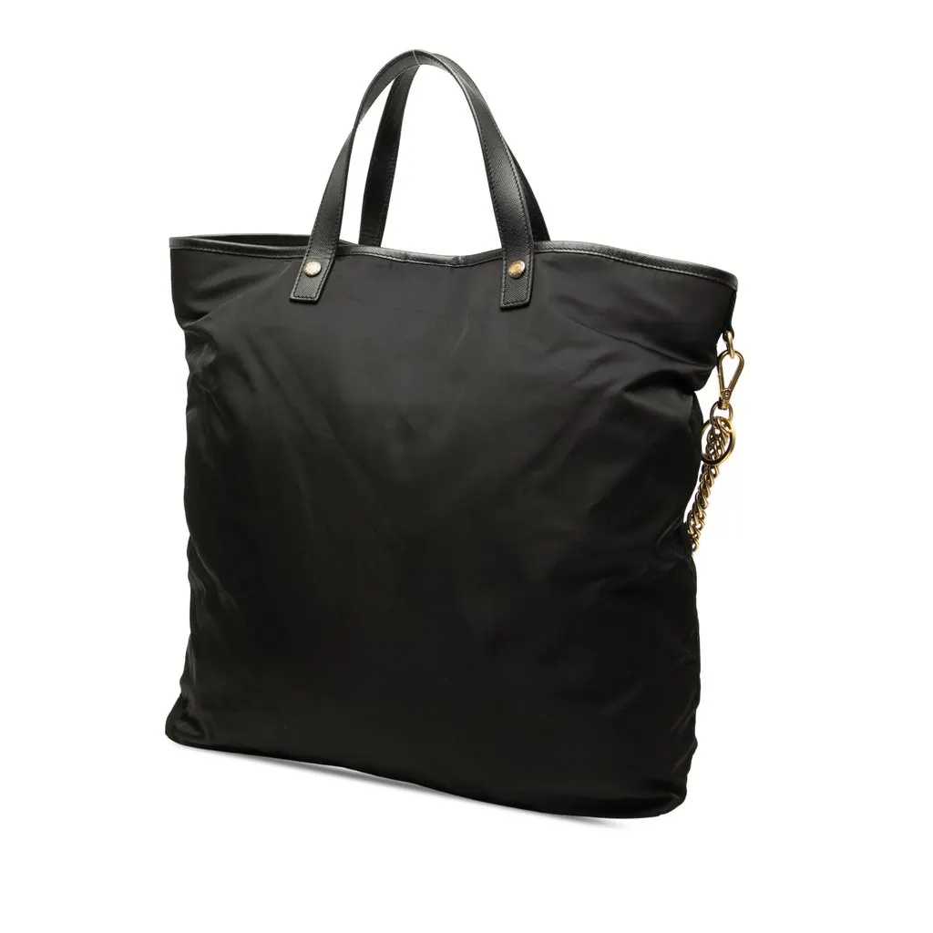 Prada Saffiano Trimmed Tessuto Animalier Dragon Satchel Black Very good - Back View