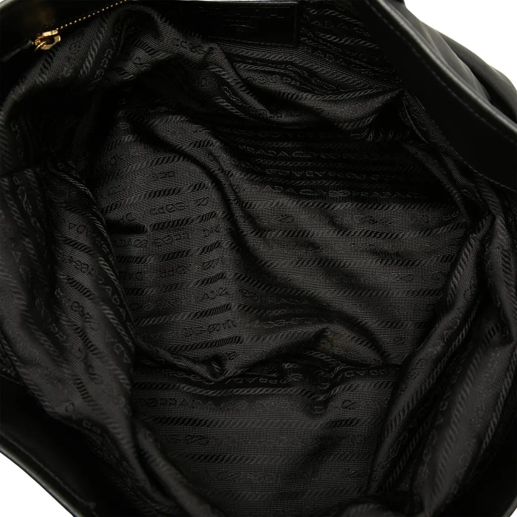 Prada Saffiano Trimmed Tessuto Animalier Dragon Satchel Black Very good - Model View