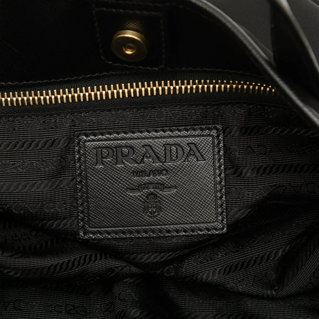 Prada Saffiano Trimmed Tessuto Animalier Dragon Satchel Black Very good - Box View