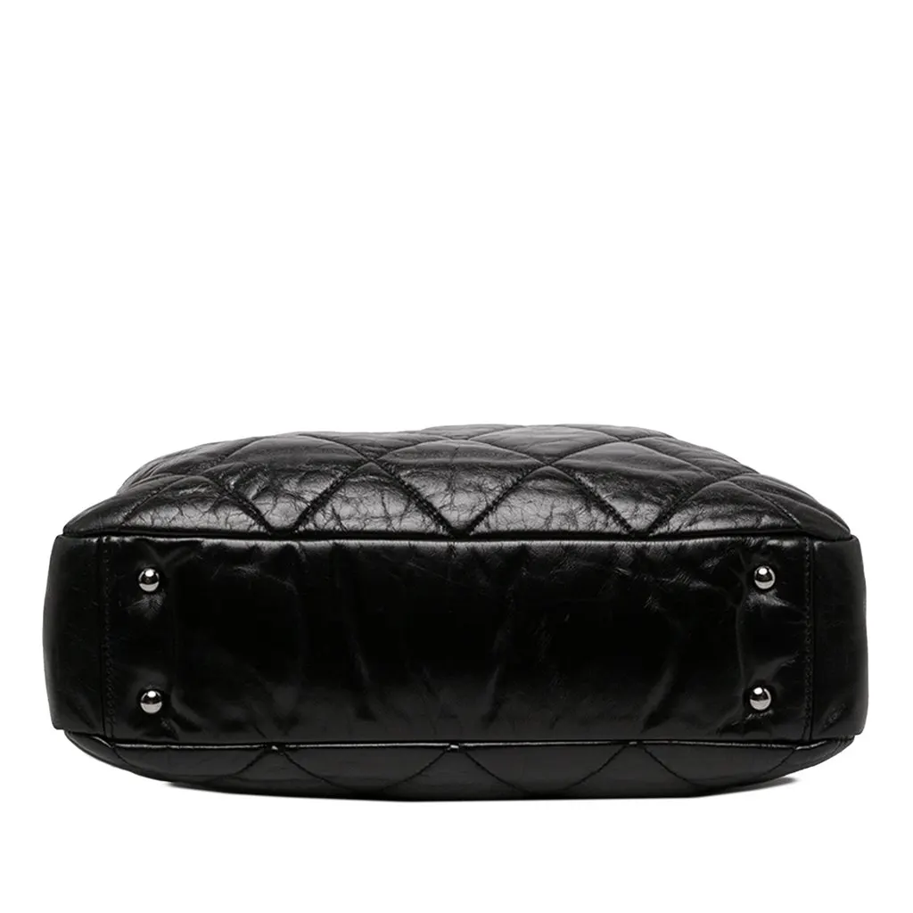 Chanel Quilted Glazed Calfskin and Tweed Portobello Tote Black Leather Very good - Inside View
