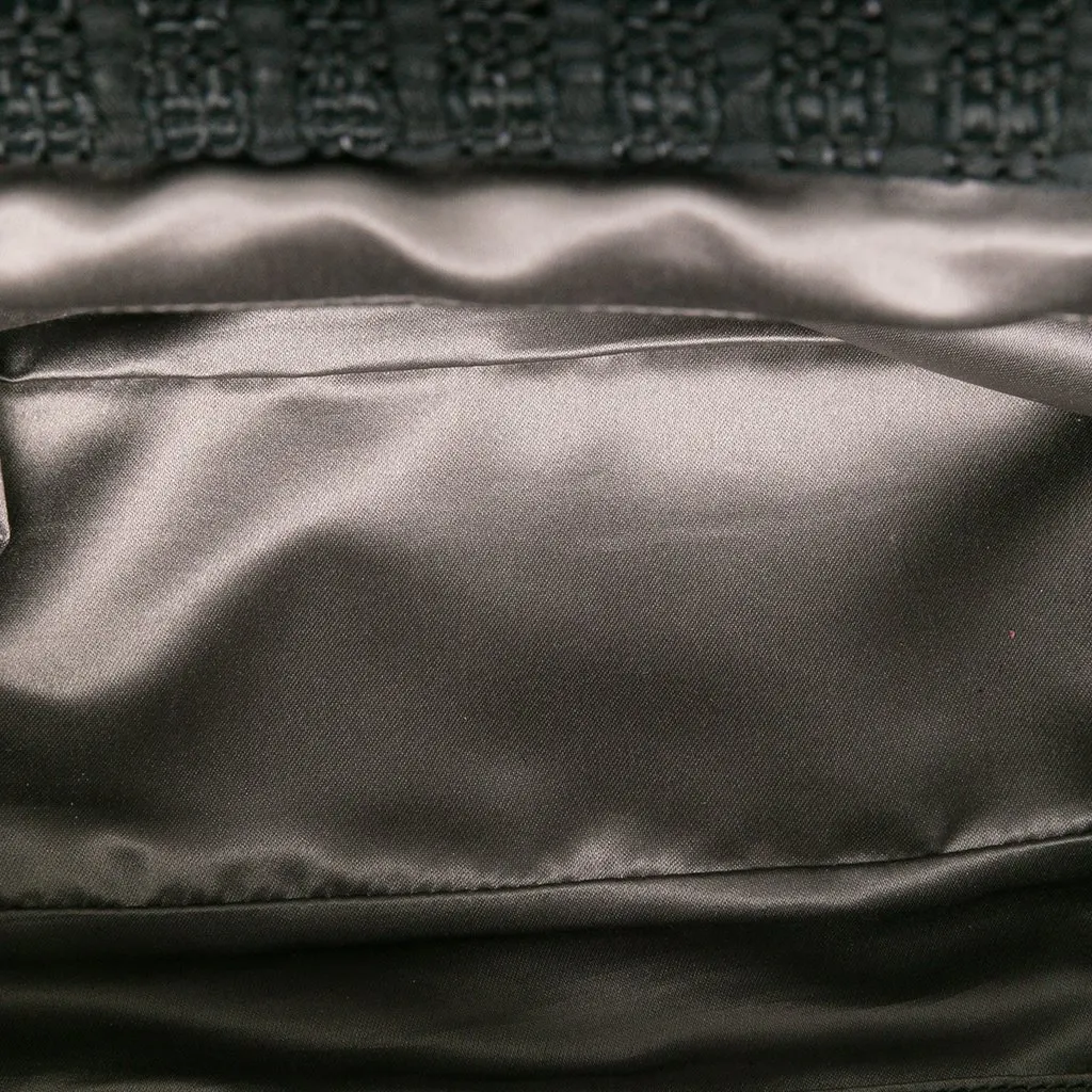 Chanel Quilted Glazed Calfskin and Tweed Portobello Tote Black Leather Very good - Model View