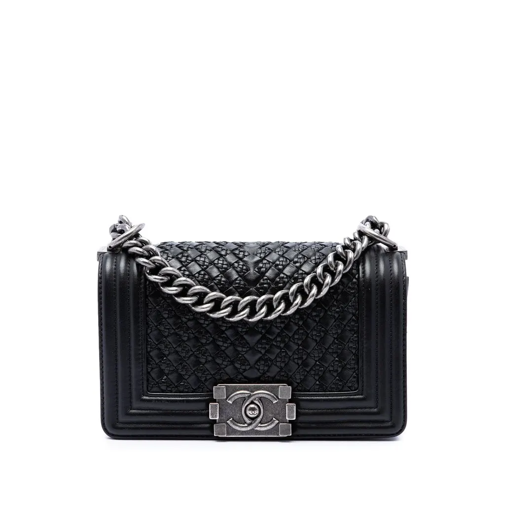 Chanel Small Braided Woven Lambskin Boy Flap
