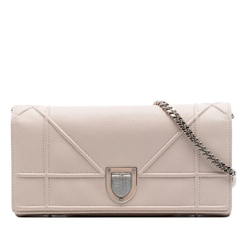 Dior Grained Calfskin Diorama Croisiere Wallet on Chain Pink Leather Very good - Front View