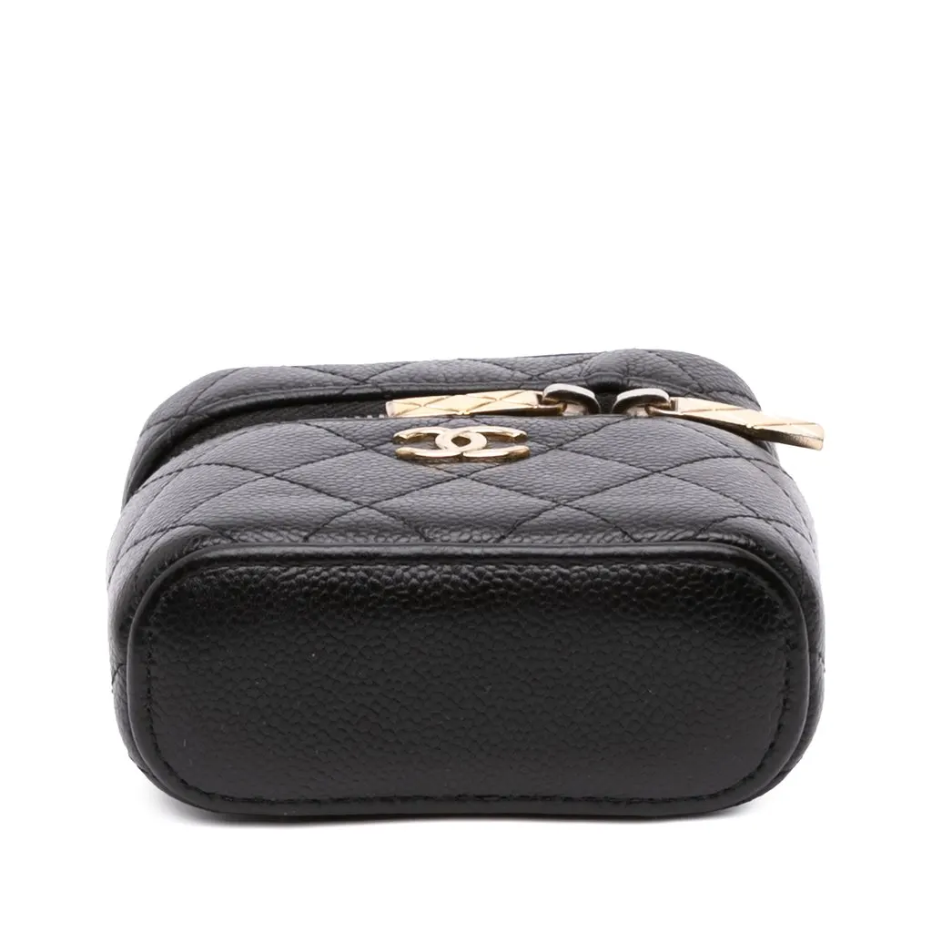 Chanel Mini Caviar Handle with Care Vanity Case Black Leather Very good - Inside View