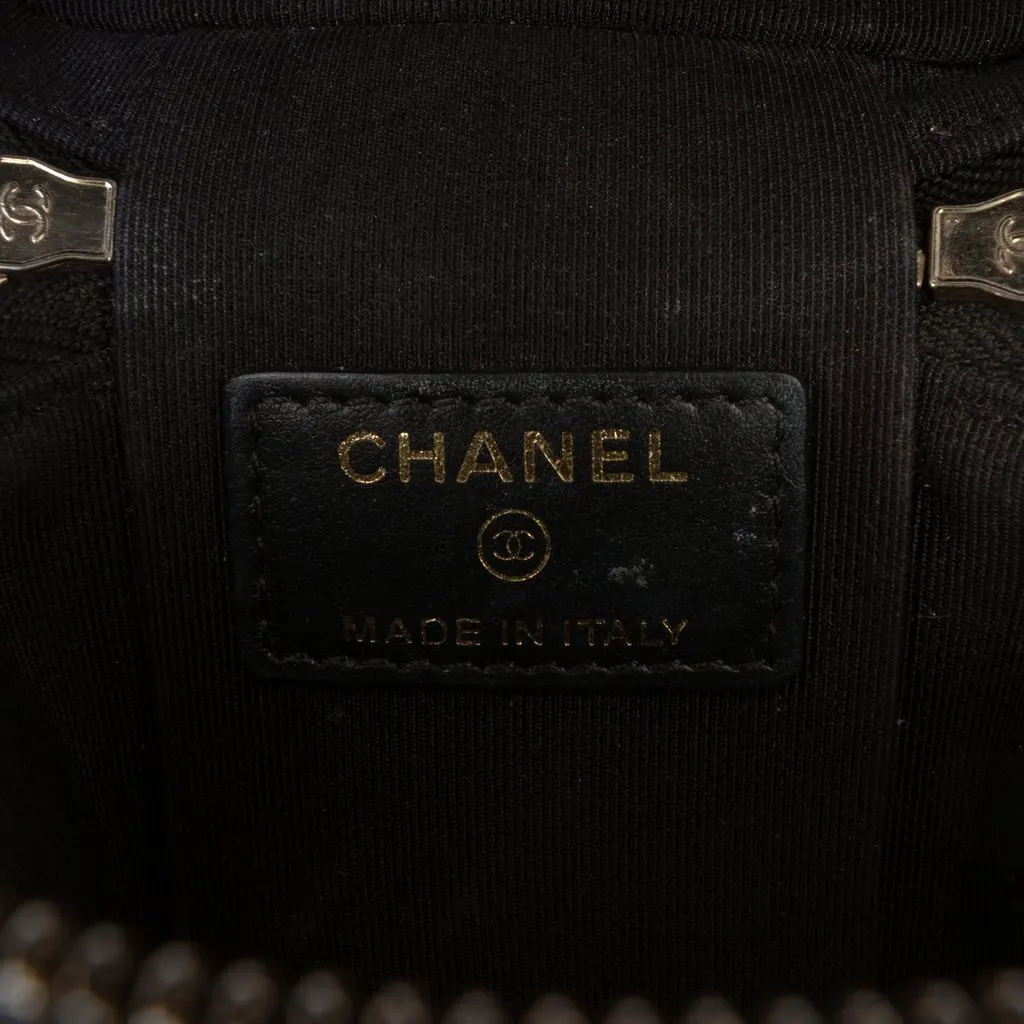 Chanel Mini Caviar Handle with Care Vanity Case Black Leather Very good - Box View