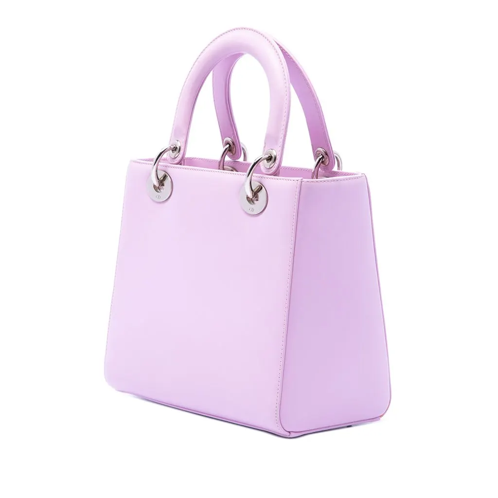 Dior Medium Calfskin Pockets Lady Dior Purple Leather Very good - Back View