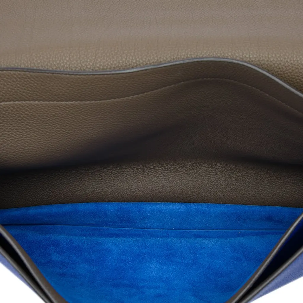 Hermès Togo Verso Sac a Depeches 40 Blue Leather Good - Model View