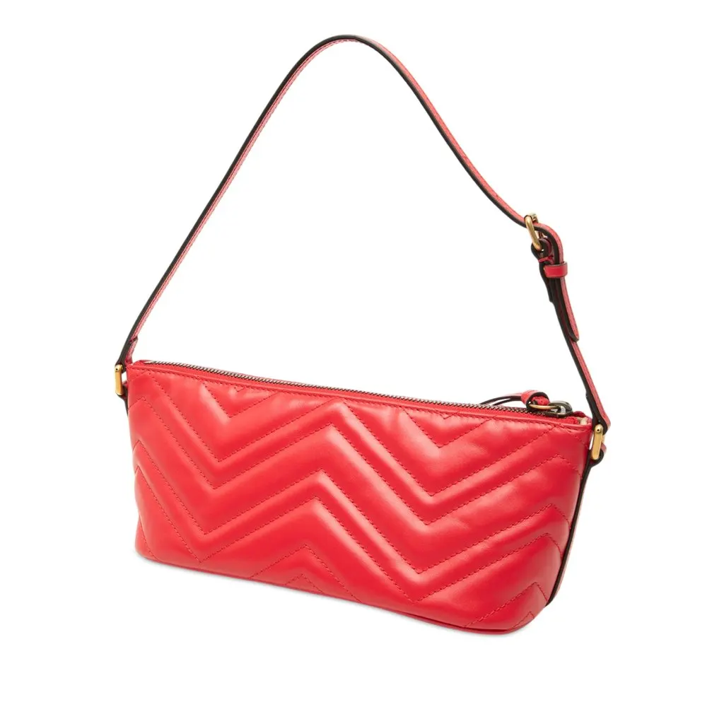 Gucci GG Marmont Matelasse Calfskin Shoulder Bag Red Leather Very good - Back View