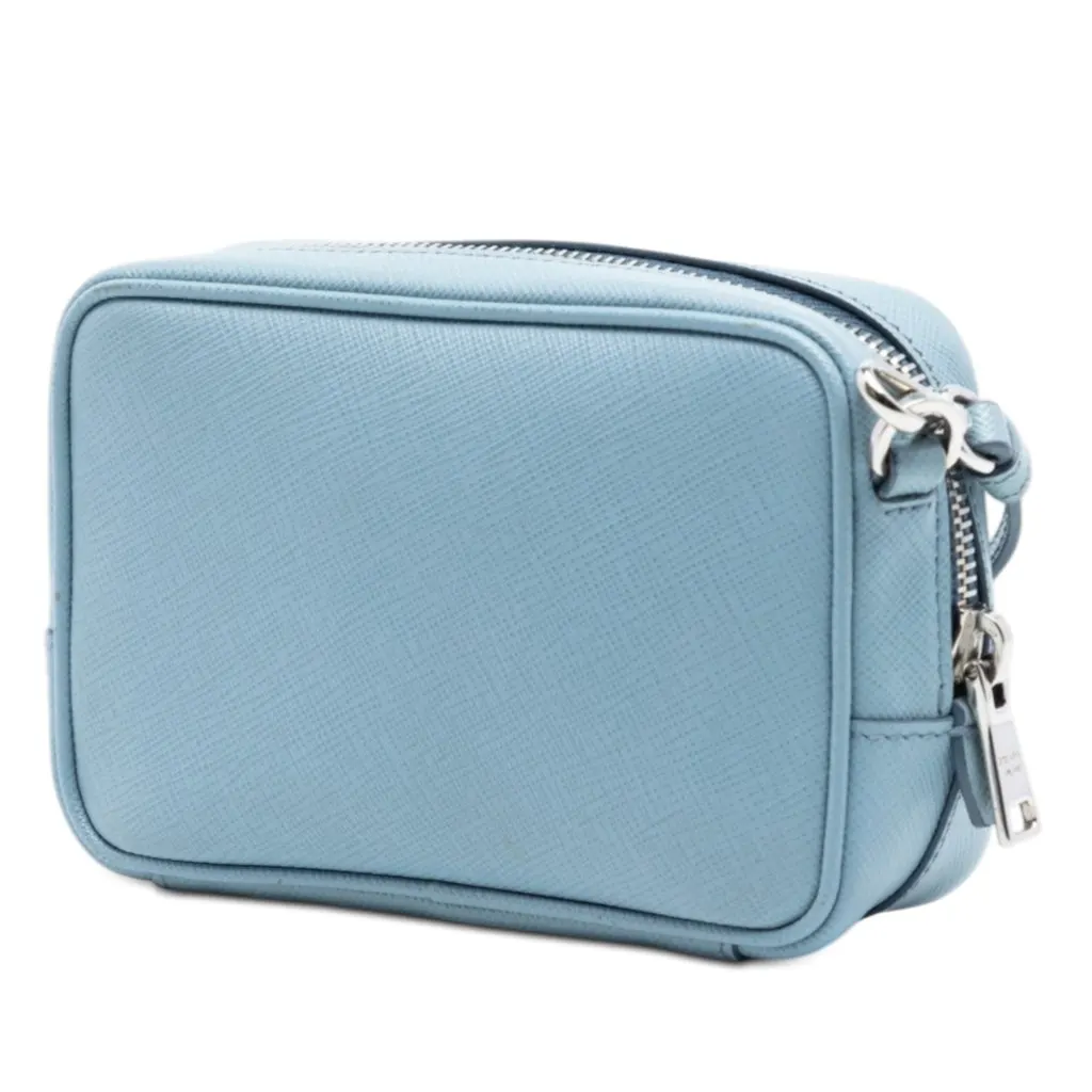 Prada Mini Saffiano Camera Bag Blue Leather Very good - Back View