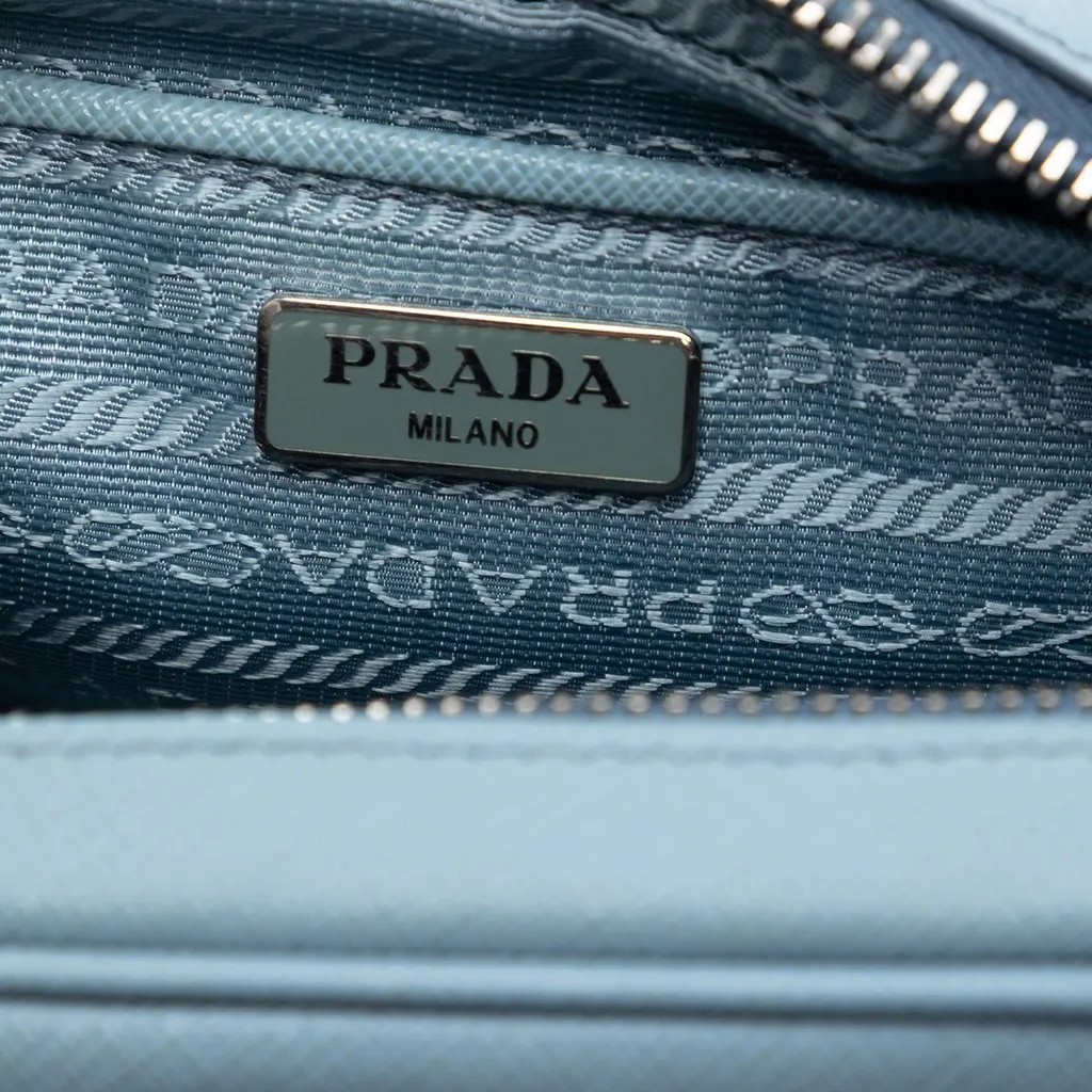 Prada Mini Saffiano Camera Bag Blue Leather Very good - Box View