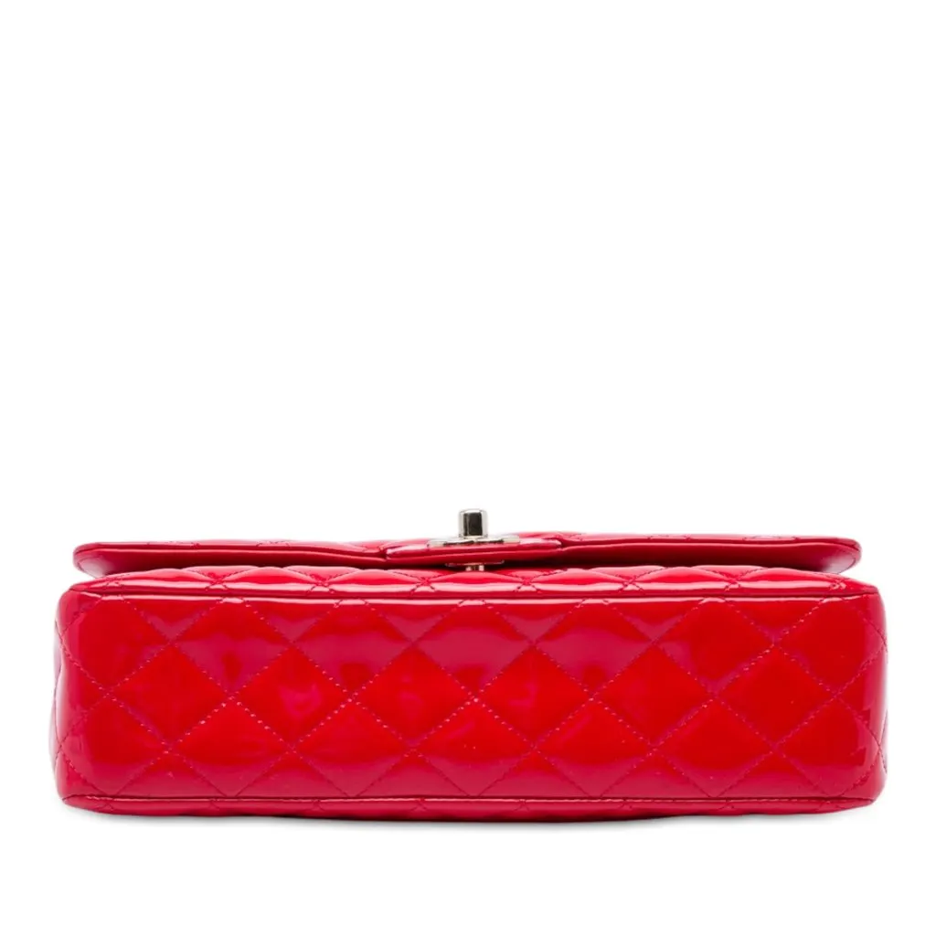 Chanel Medium Classic Patent Double Flap Red Leather Good - Inside View