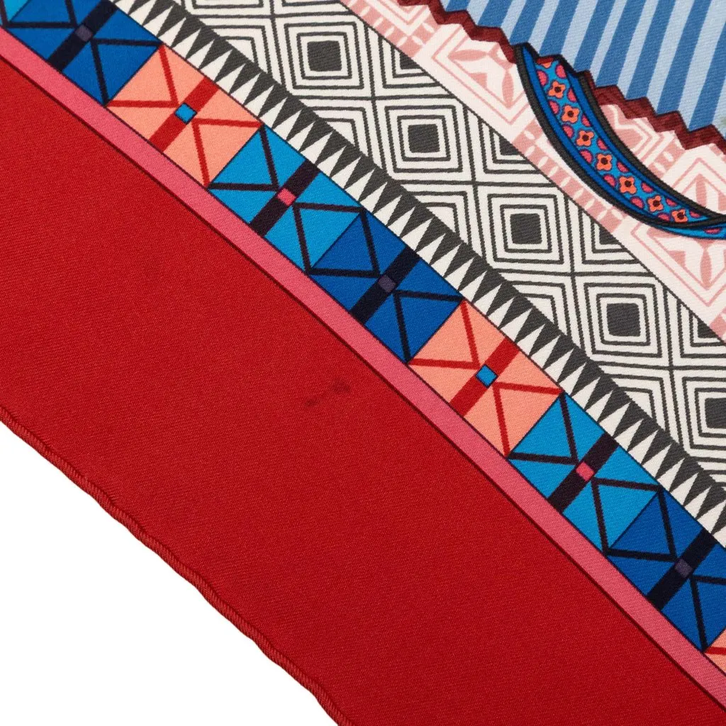 Hermès Cent Plis De Miao Silk Scarf 90 Red Silk Good - Model View