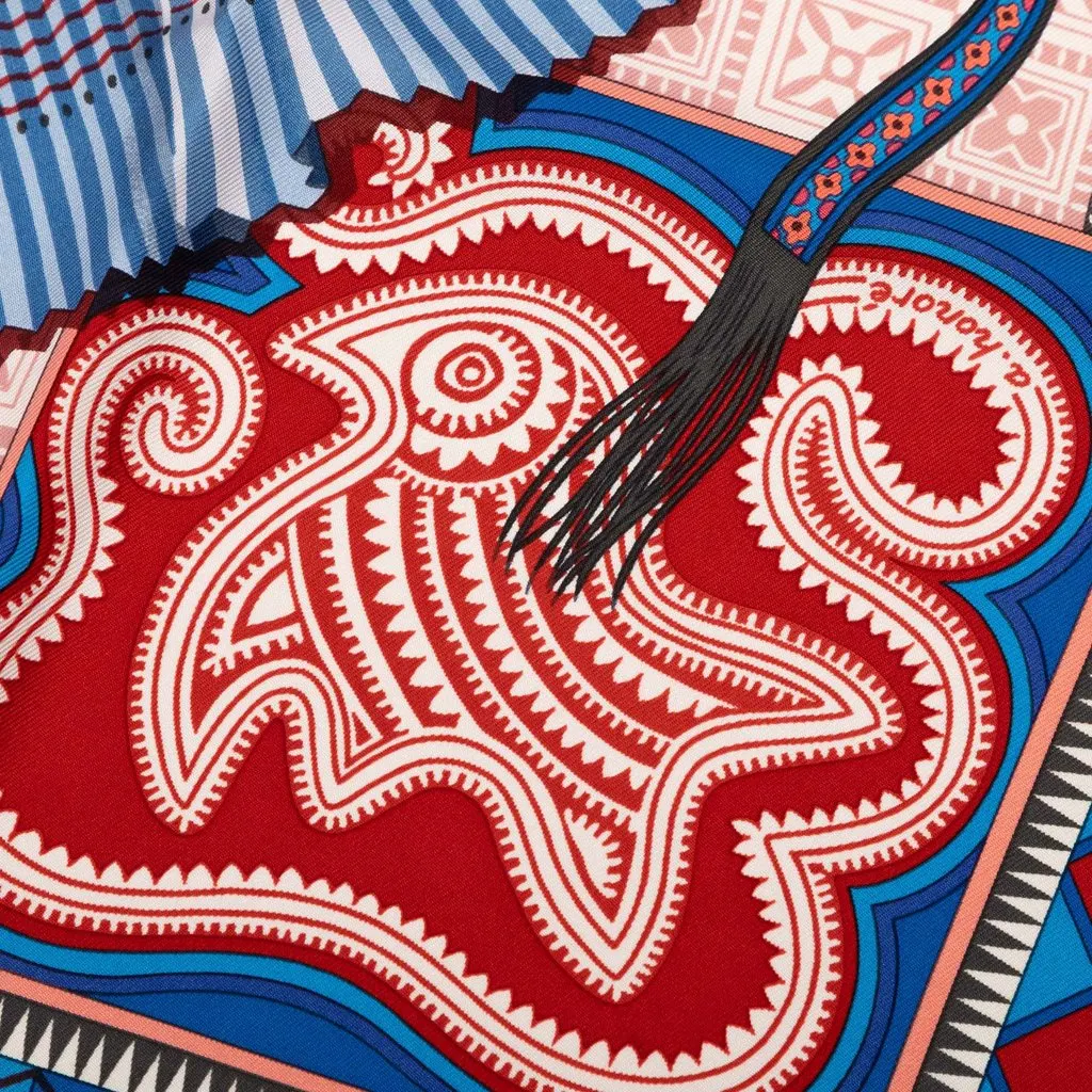 Hermès Cent Plis De Miao Silk Scarf 90 Red Silk Good - Box View