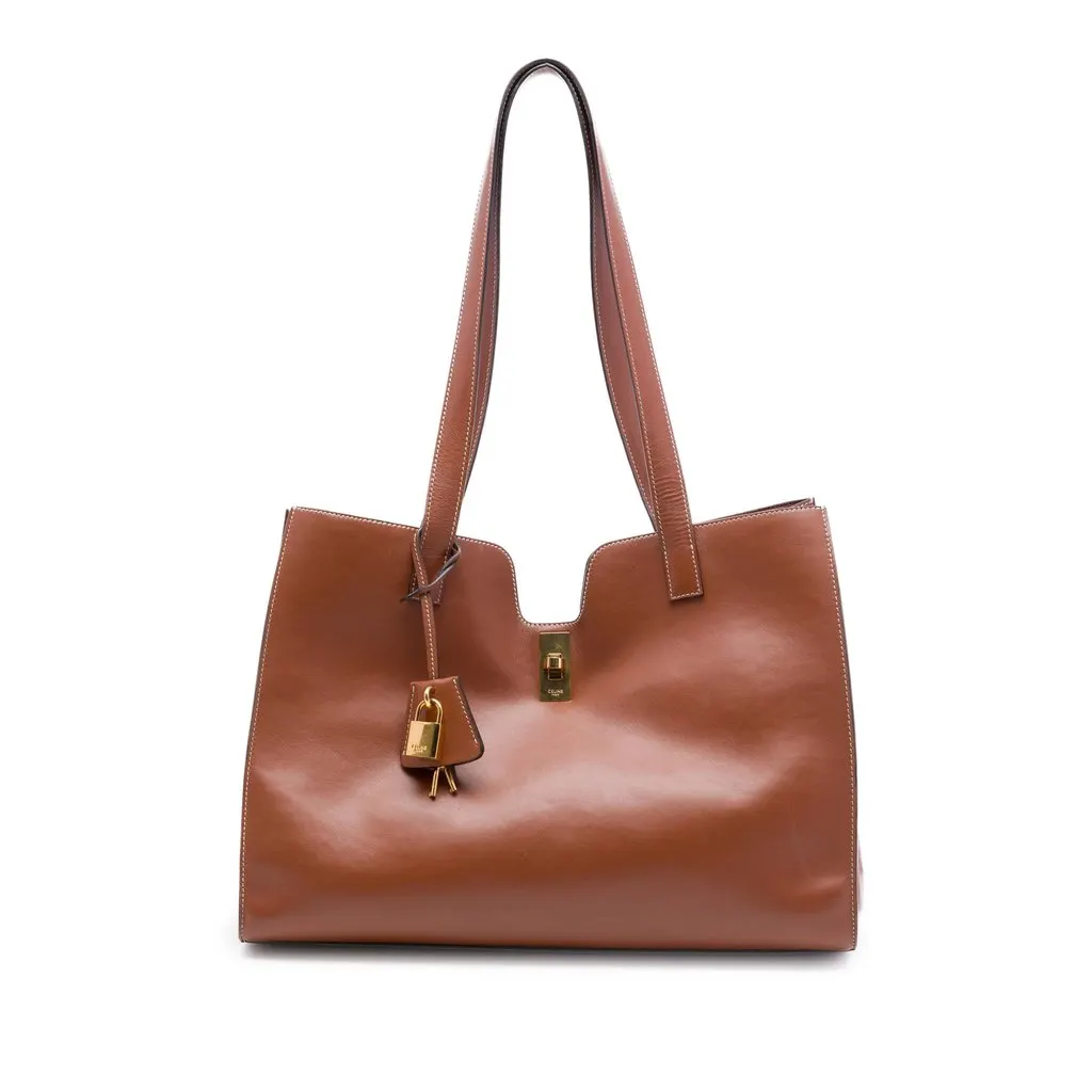 Celine Smooth Calfskin Cabas 16 Tote Brown Leather Good - Front View