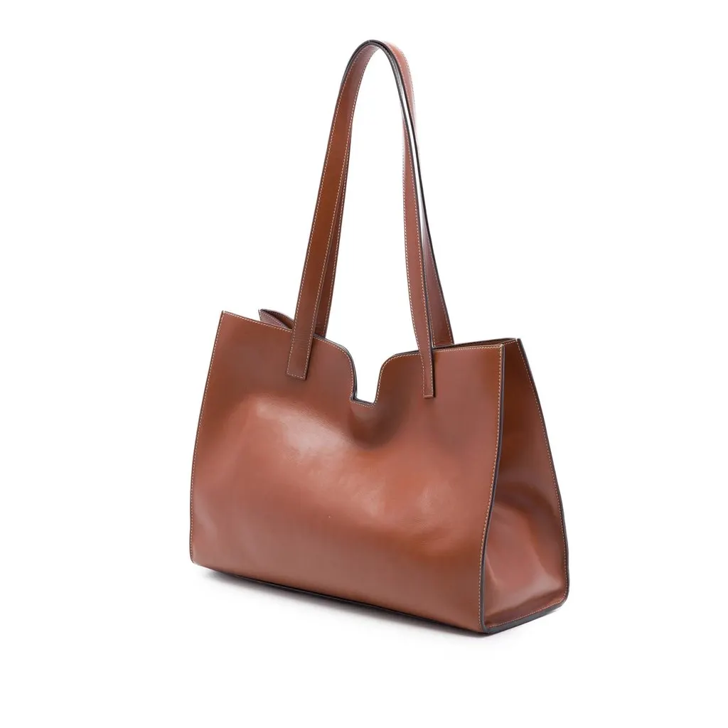 Celine Smooth Calfskin Cabas 16 Tote Brown Leather Good - Back View