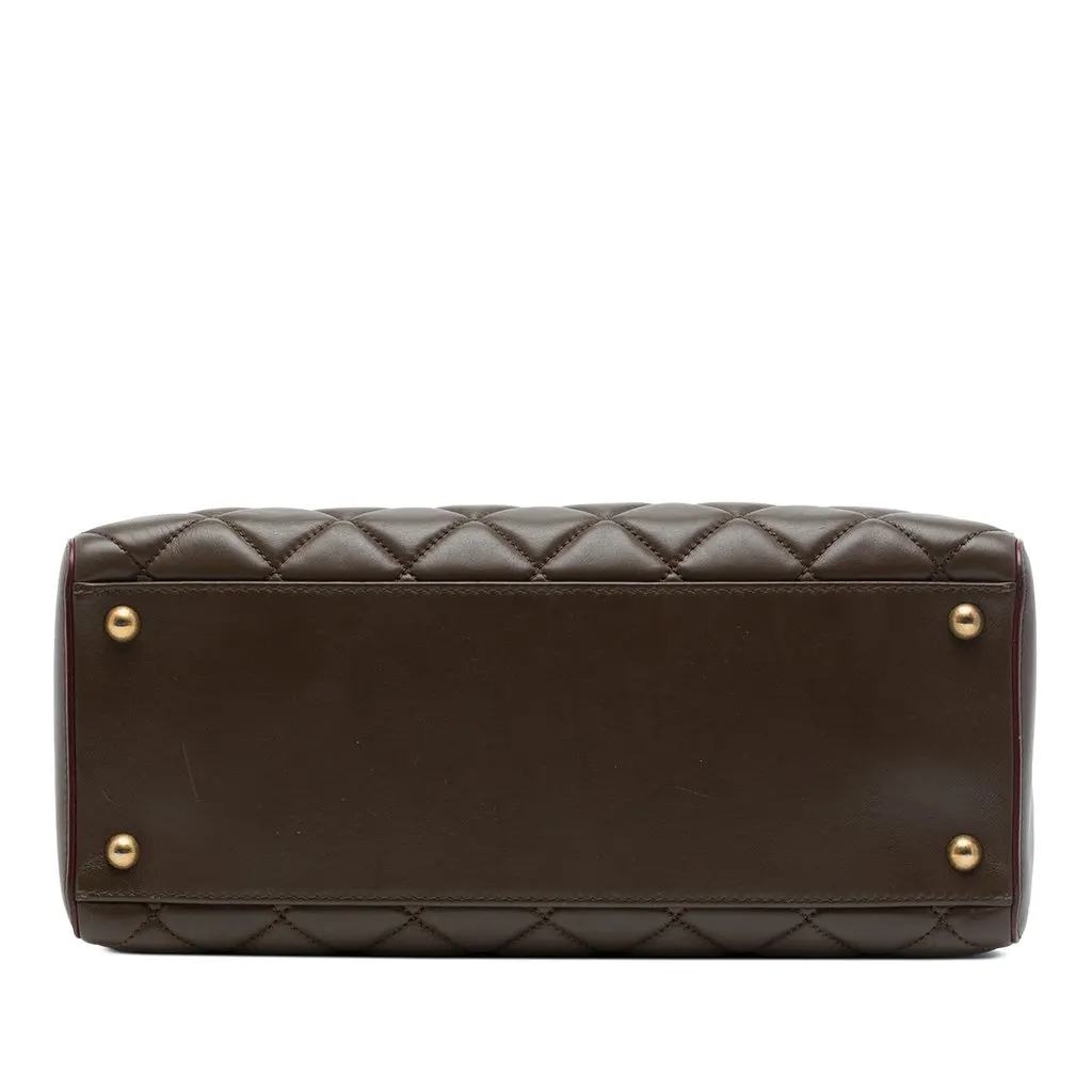 Chanel Small Quilted Calfskin Perfect Edge Tote Brown Leather Good - Inside View