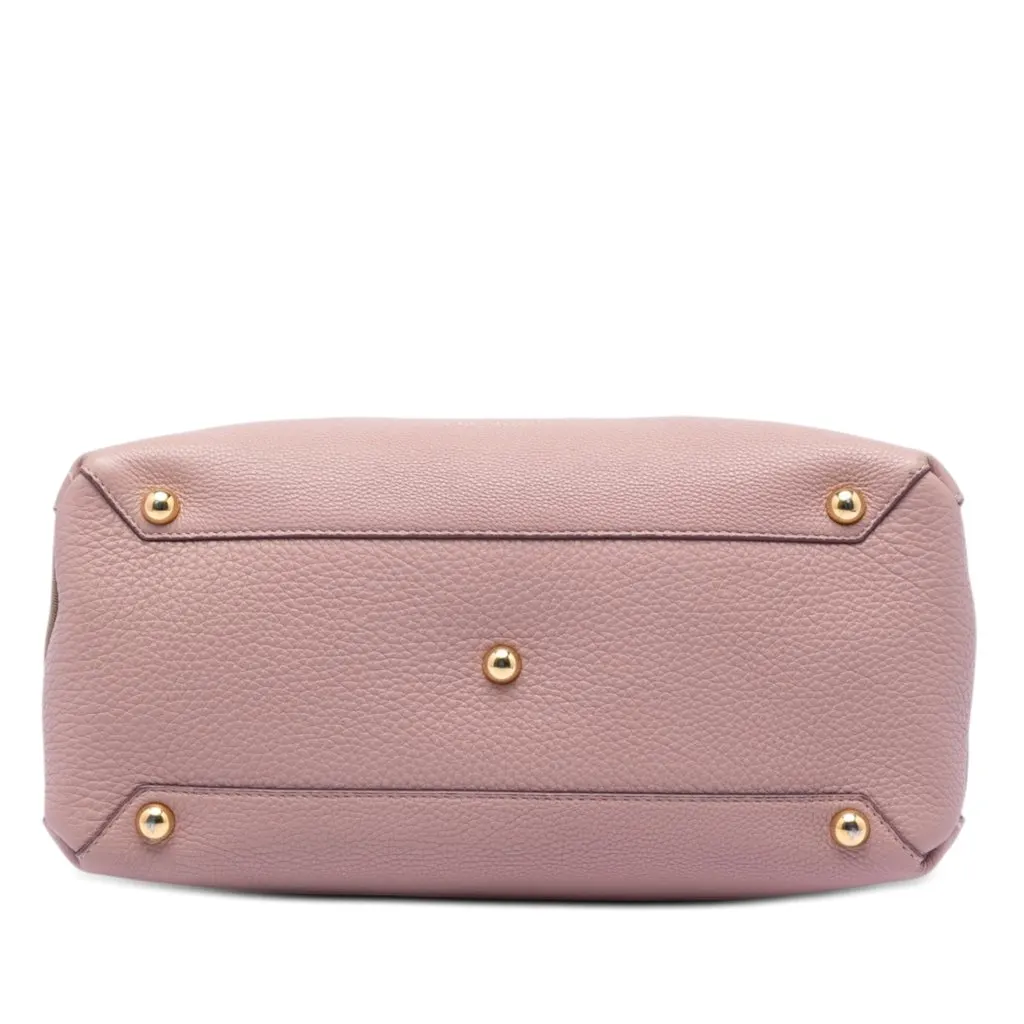 Burberry Medium Calfskin and House Check Banner Satchel Pink Leather Very good - Inside View