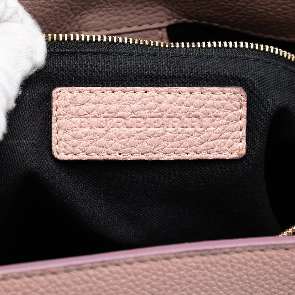 Burberry Medium Calfskin and House Check Banner Satchel Pink Leather Very good - Box View