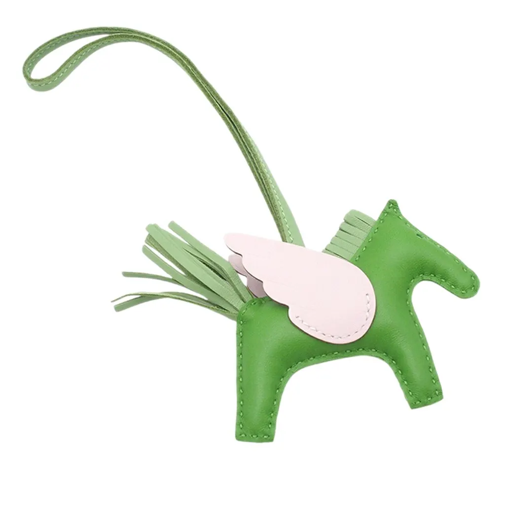 Hermès Milo Lambskin and Swift Grigri Rodeo Pegase Bag Charm PM Green Leather Very good - Back View