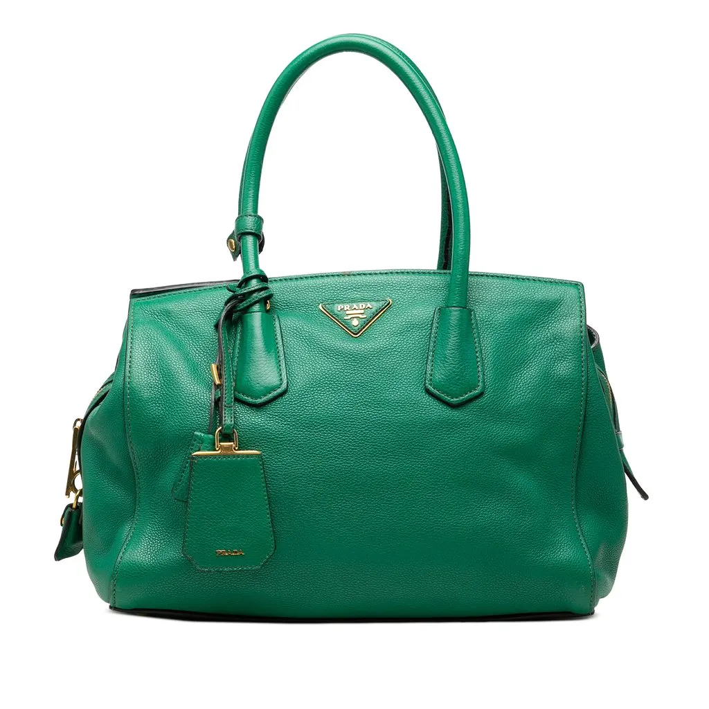 Prada Vitello Daino Tote Green Leather Very good - Front View