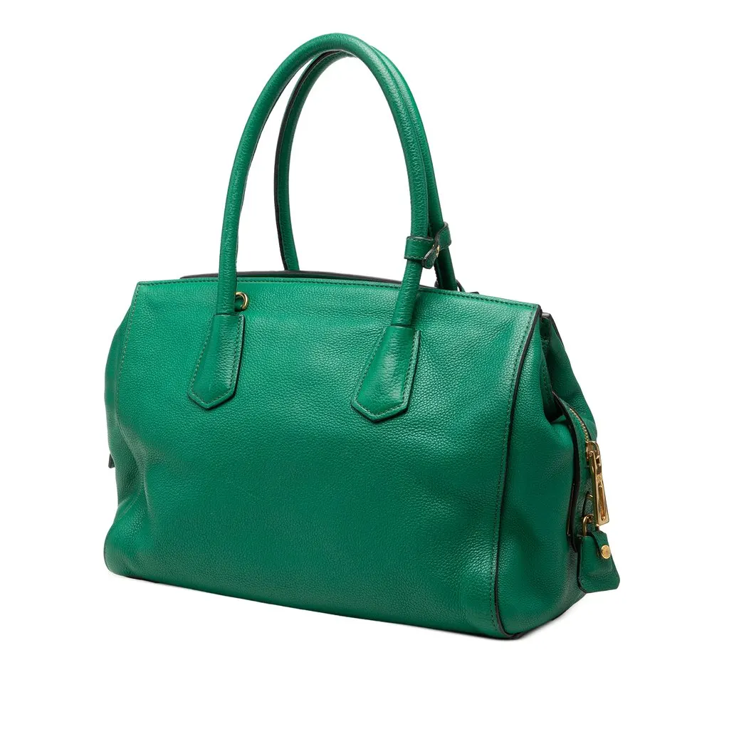 Prada Vitello Daino Tote Green Leather Very good - Back View