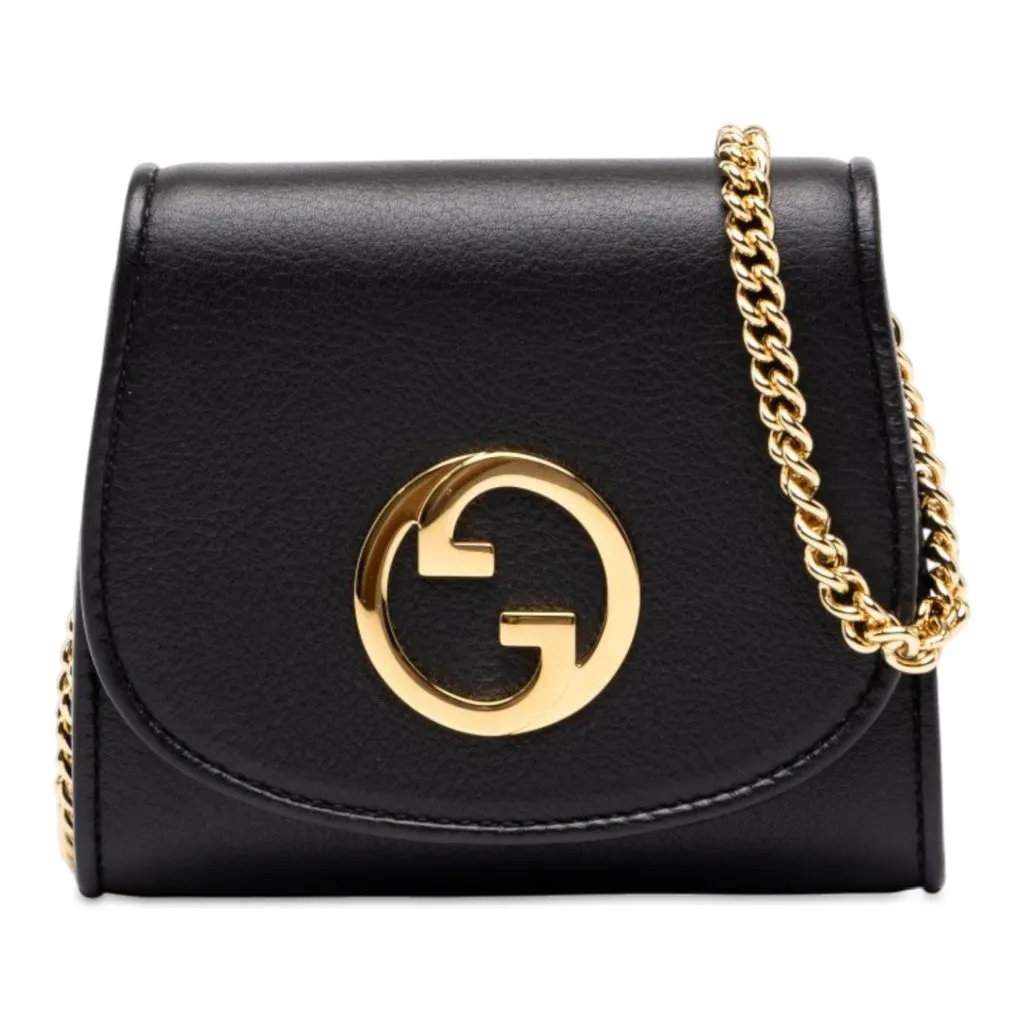 Gucci Medium Calfskin Blondie Wallet on Chain Black Leather Very good - Front View