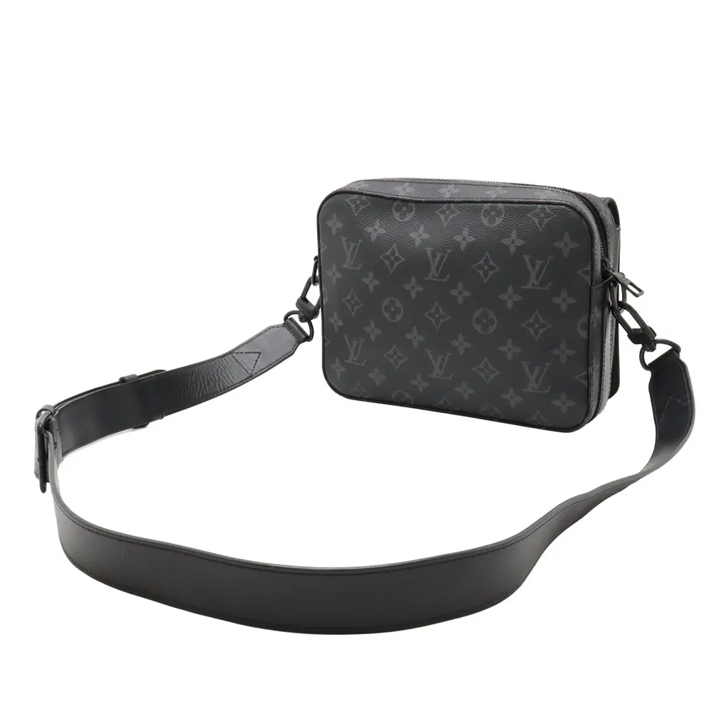Louis Vuitton Monogram Eclipse Steamer Messenger Black Very good - Back View