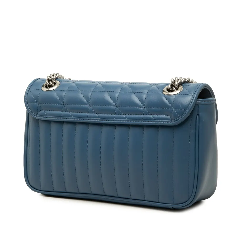Gucci Medium GG Marmont Matelasse Calfskin Shoulder Bag Blue Leather Good - Back View