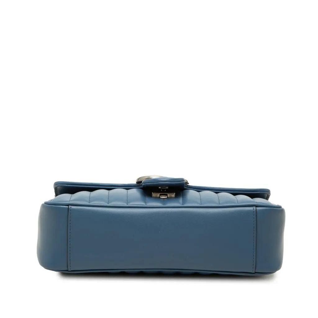 Gucci Medium GG Marmont Matelasse Calfskin Shoulder Bag Blue Leather Good - Inside View