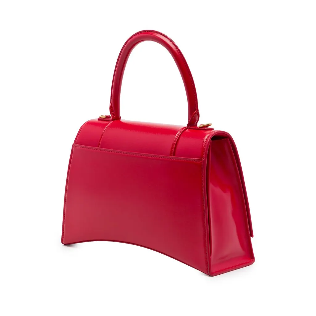Balenciaga Medium Shiny Box Calfskin Hourglass Top Handle Bag Red Leather Very good - Back View