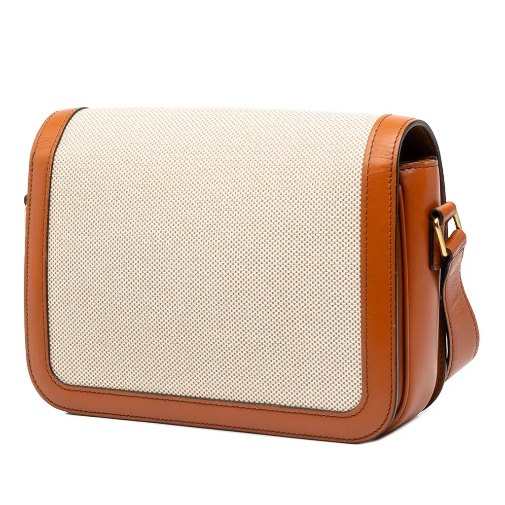 Celine Classique Canvas and Calfskin Triomphe Crossbody Beige Canvas Very good - Back View