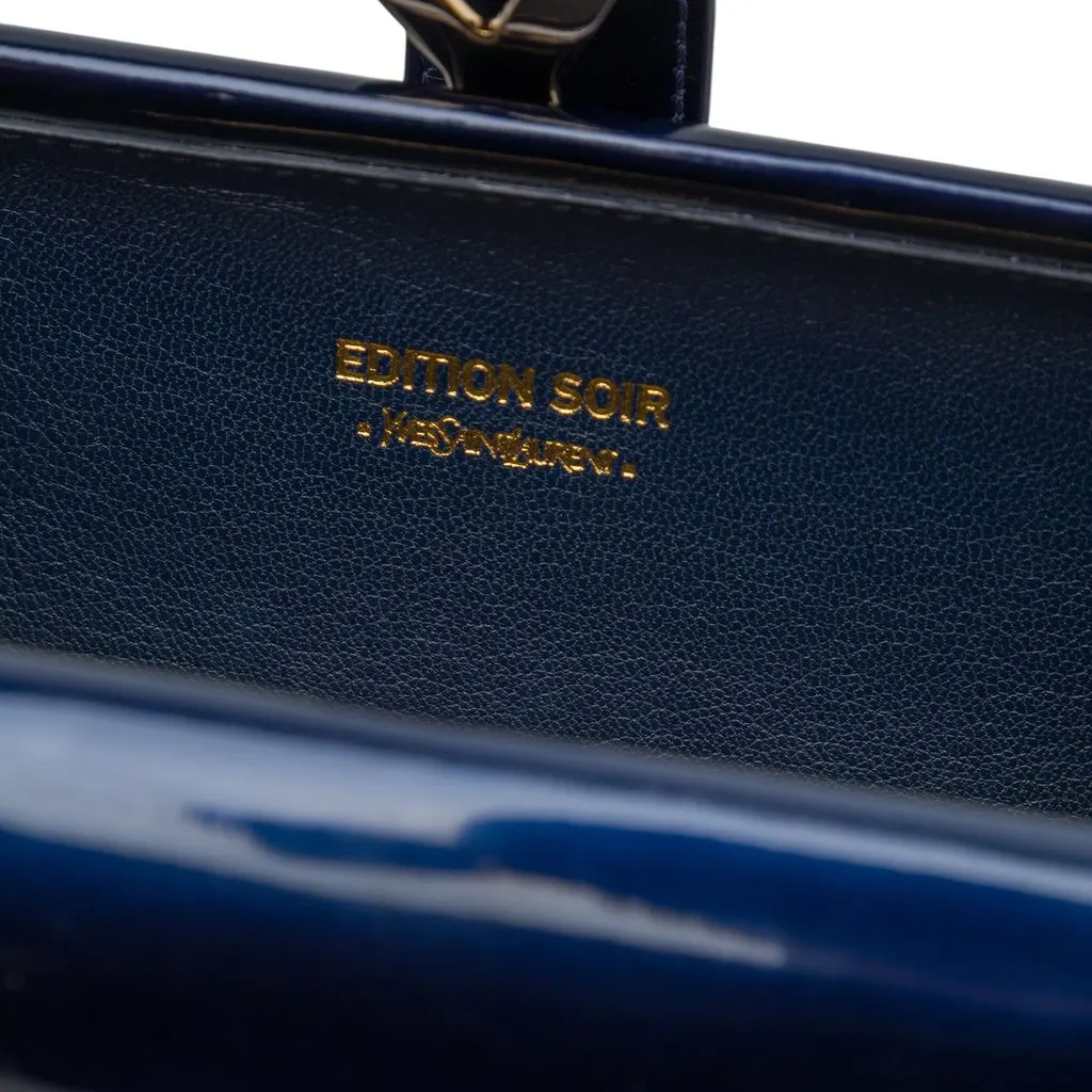Saint Laurent Edition Soi Patent Chyc Ligne Evening Clutch Blue Leather Very good - Box View