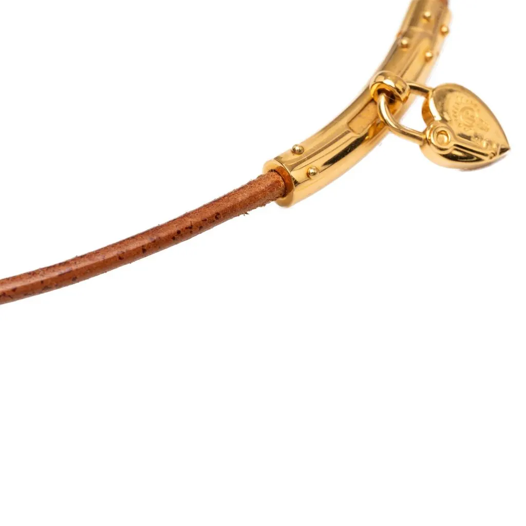 Hermès Leather Viviride Heart Choker Necklace Brown Leather Very good - Inside View