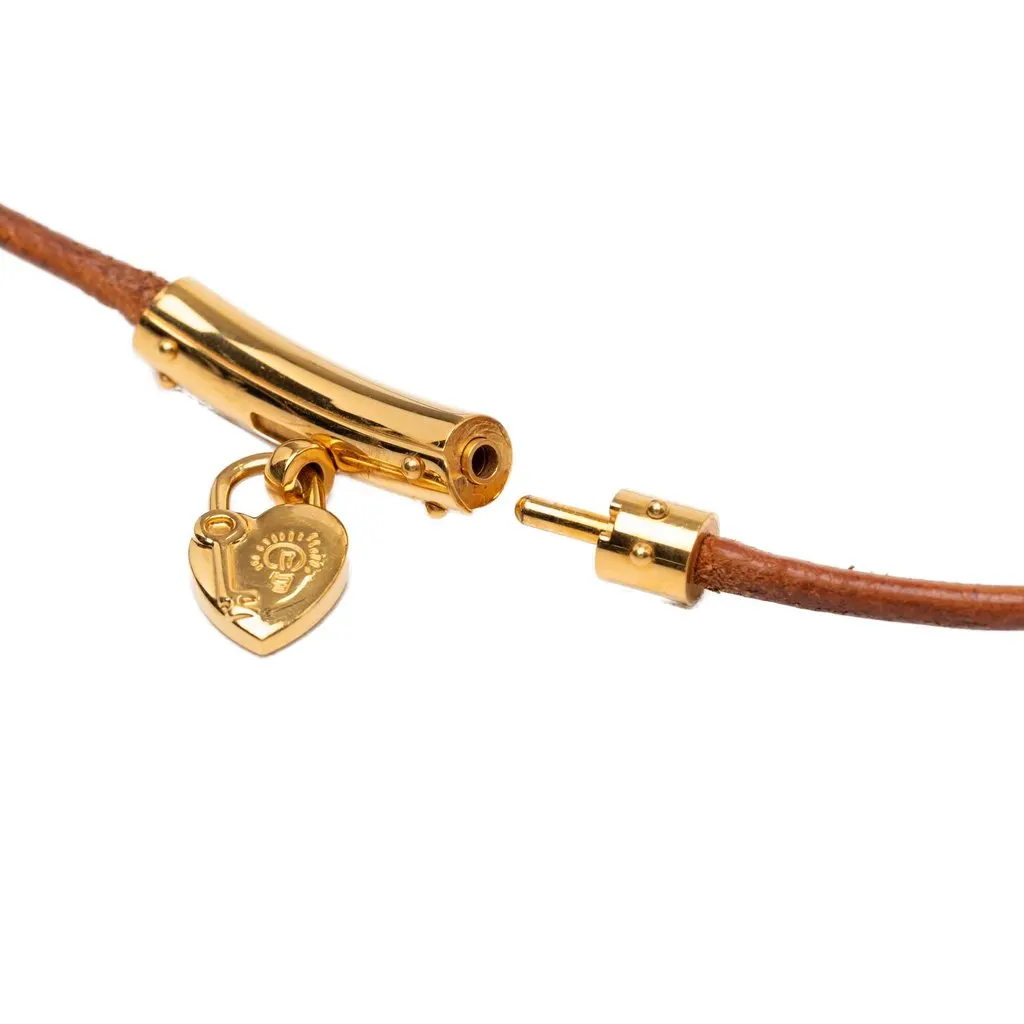 Hermès Leather Viviride Heart Choker Necklace Brown Leather Very good - Box View