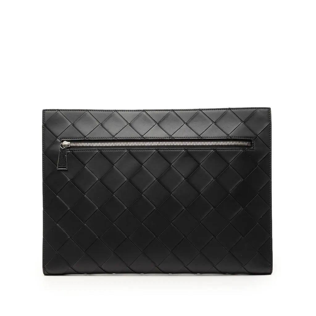 Bottega Veneta Nappa Maxi Intrecciato Document Case Black Leather Very good - Front View