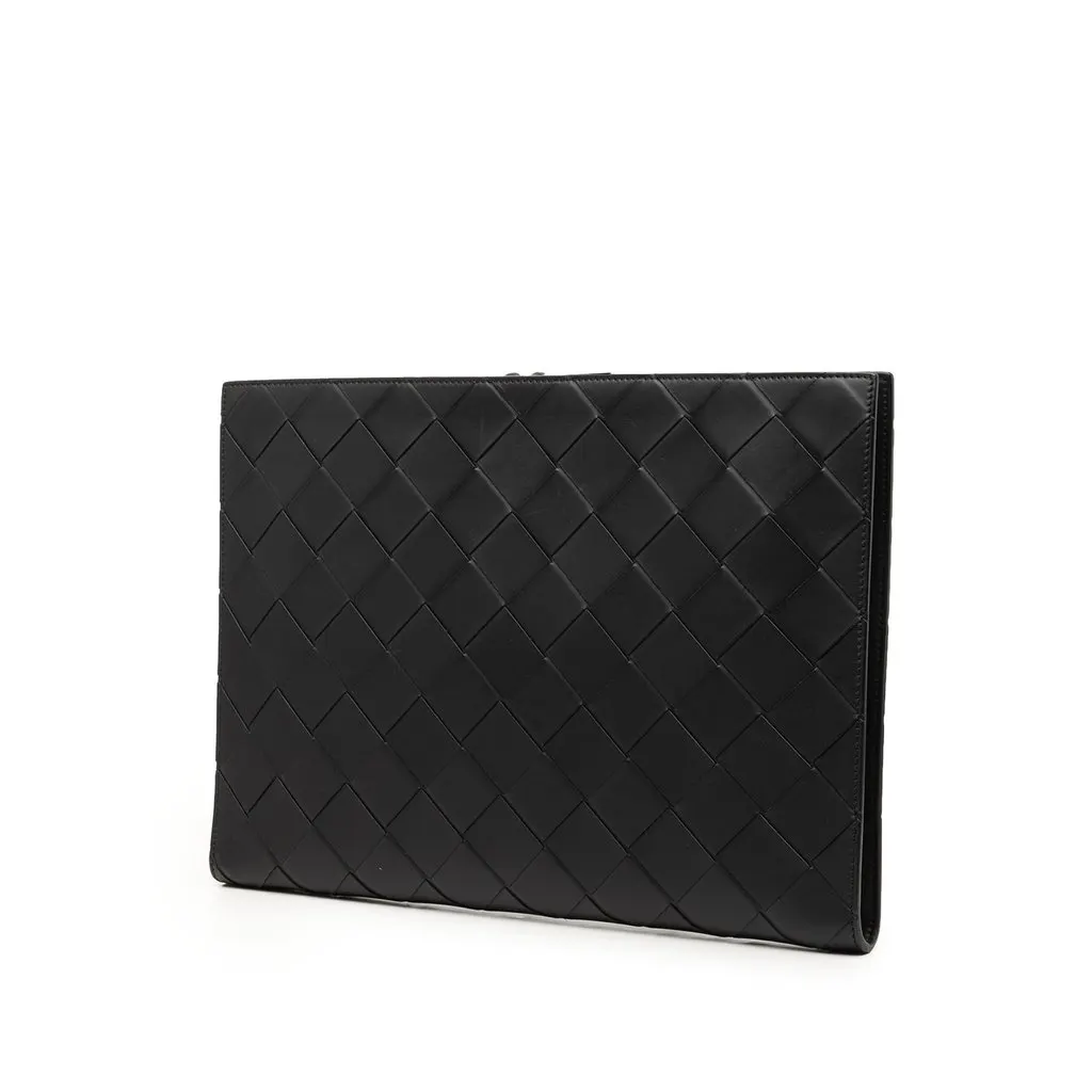 Bottega Veneta Nappa Maxi Intrecciato Document Case Black Leather Very good - Back View