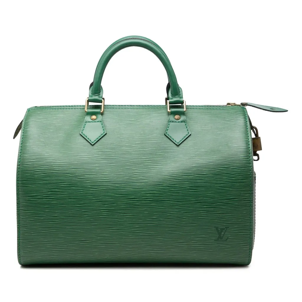 Louis Vuitton Epi Speedy 35 Green Leather Very good - Front View