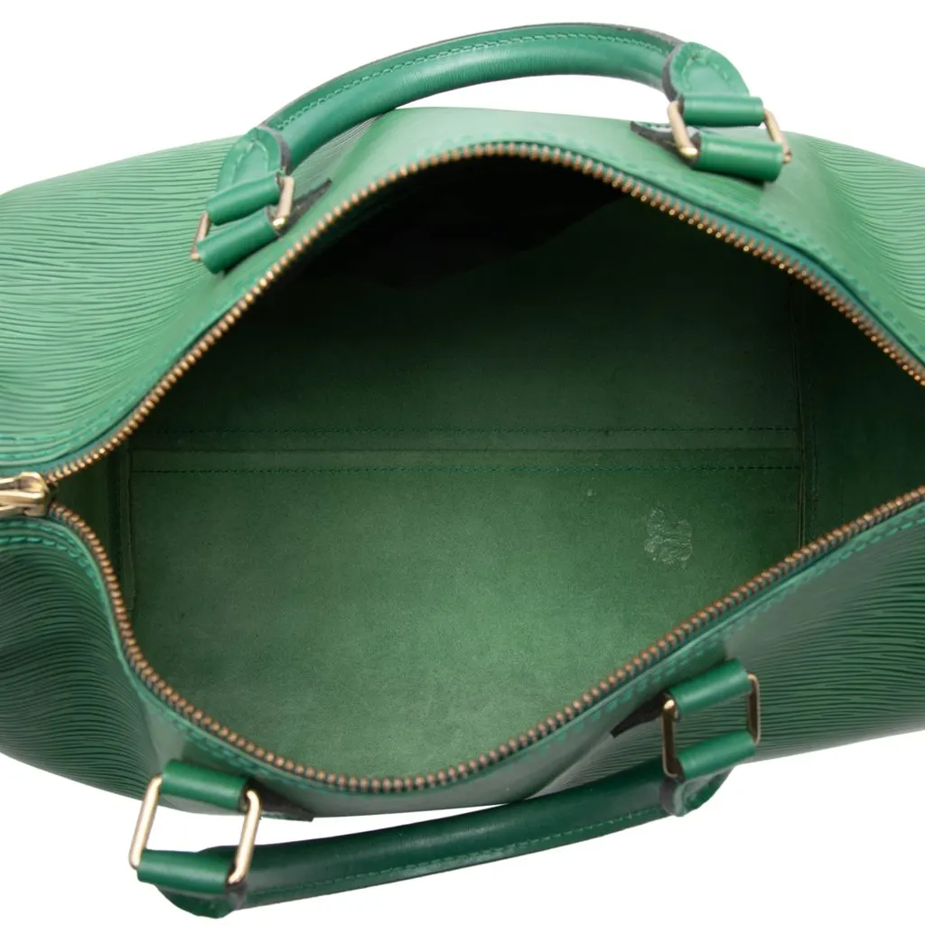 Louis Vuitton Epi Speedy 35 Green Leather Very good - Model View