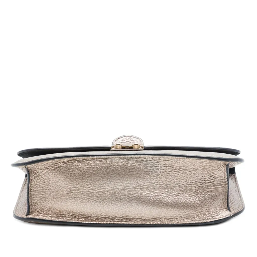 Valentino Medium Metallic Leather Rockstud Glam Lock Crossbody Gold Leather Very good - Inside View