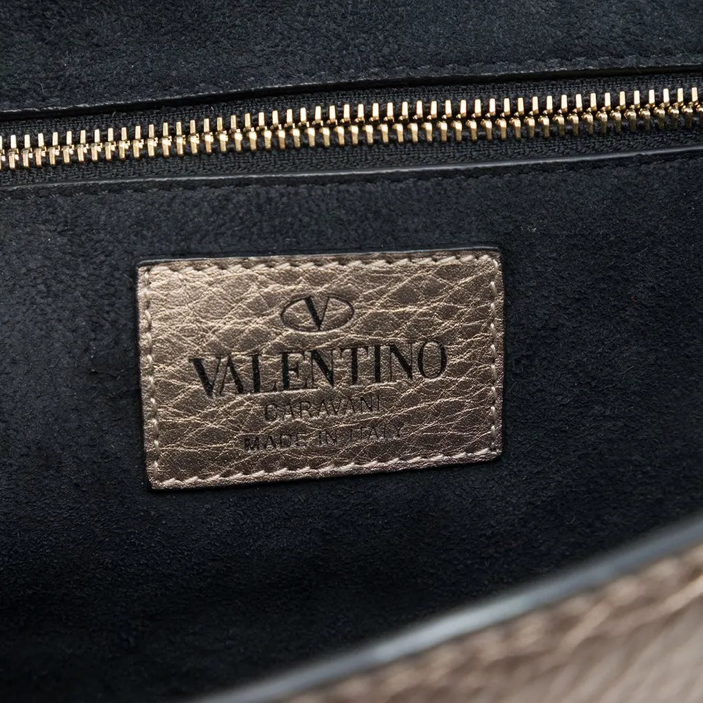 Valentino Medium Metallic Leather Rockstud Glam Lock Crossbody Gold Leather Very good - Box View